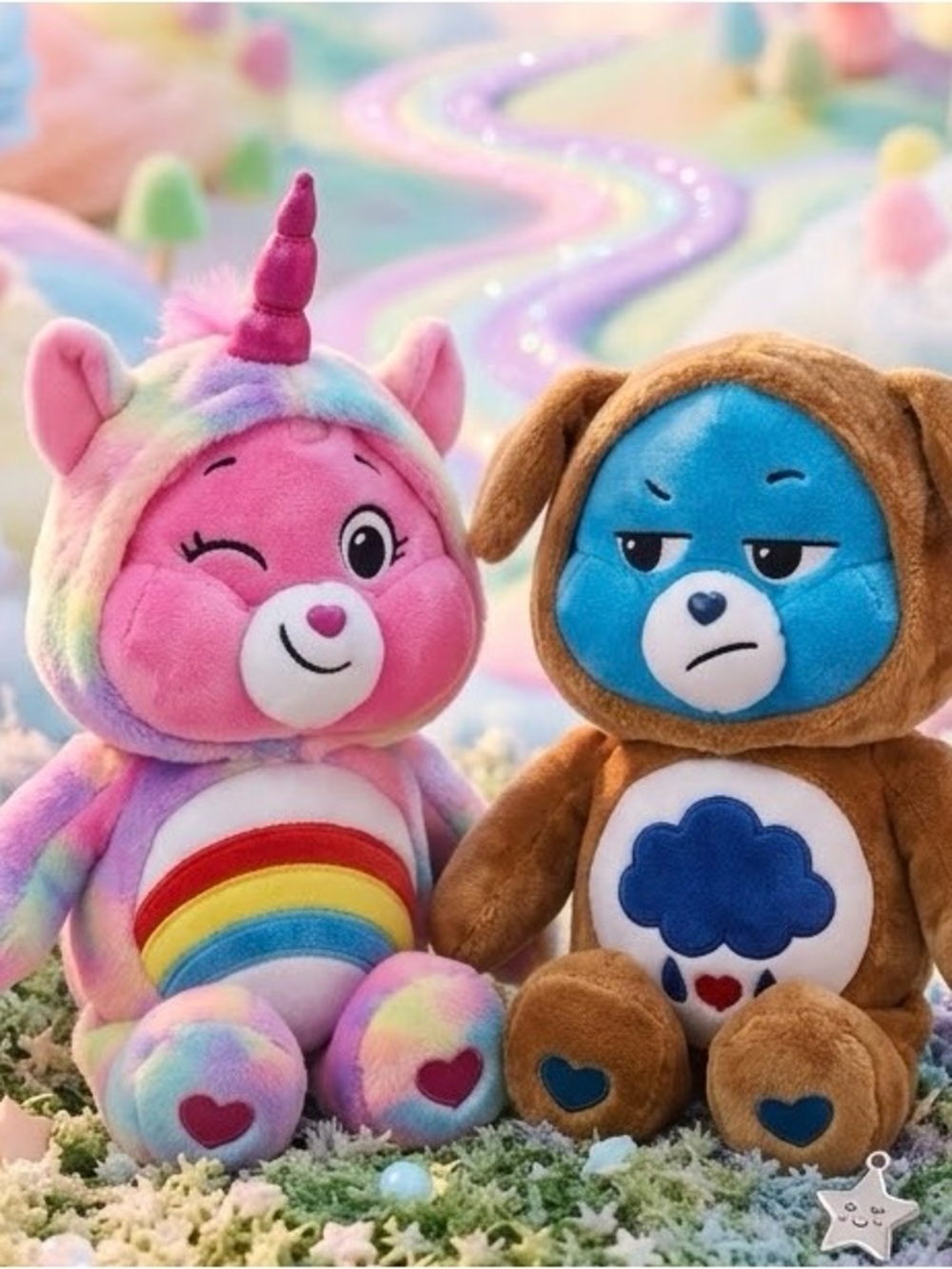 Care Bears 9" Costume Plush Set - Cheer Bear Unicorn & Grumpy Bear Dog